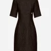 Fit-and-flare midi dress in floral jacquard