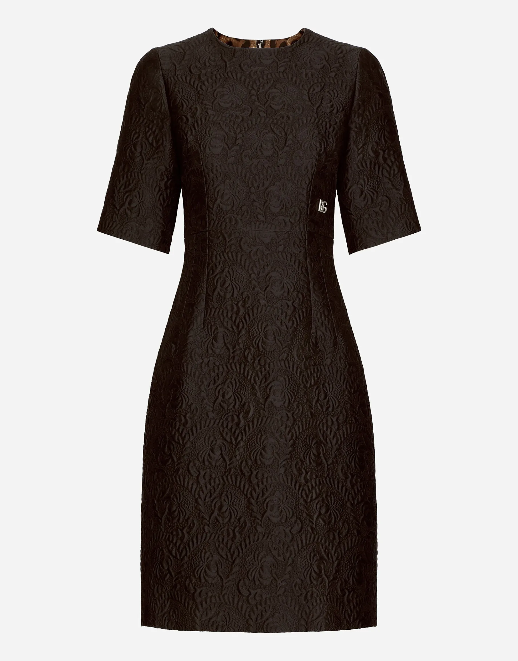 Fit-and-flare midi dress in floral jacquard