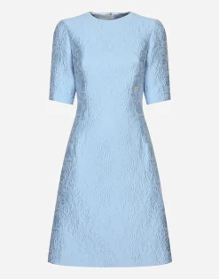 Fit-and-flare midi dress in floral jacquard