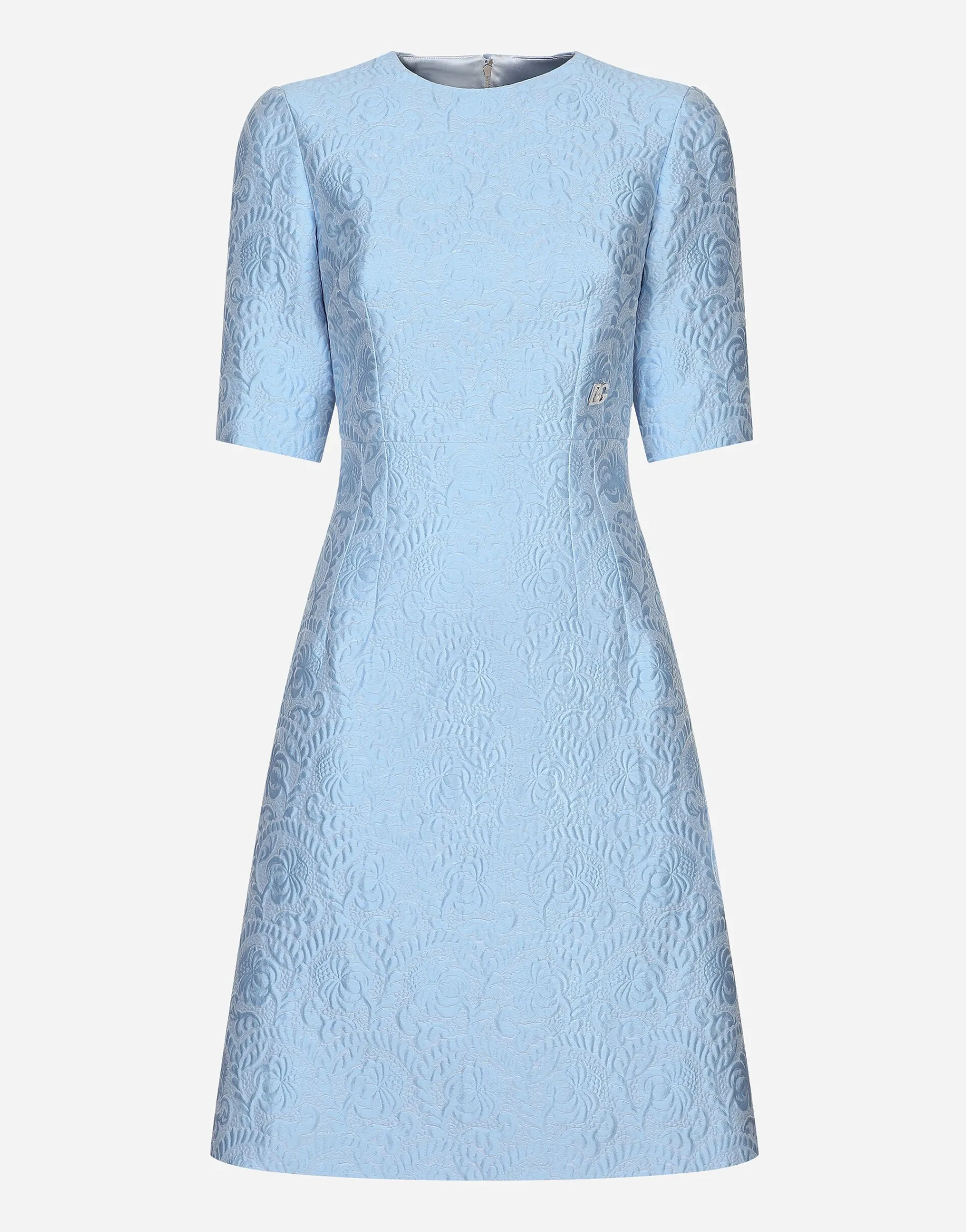 Fit-and-flare midi dress in floral jacquard