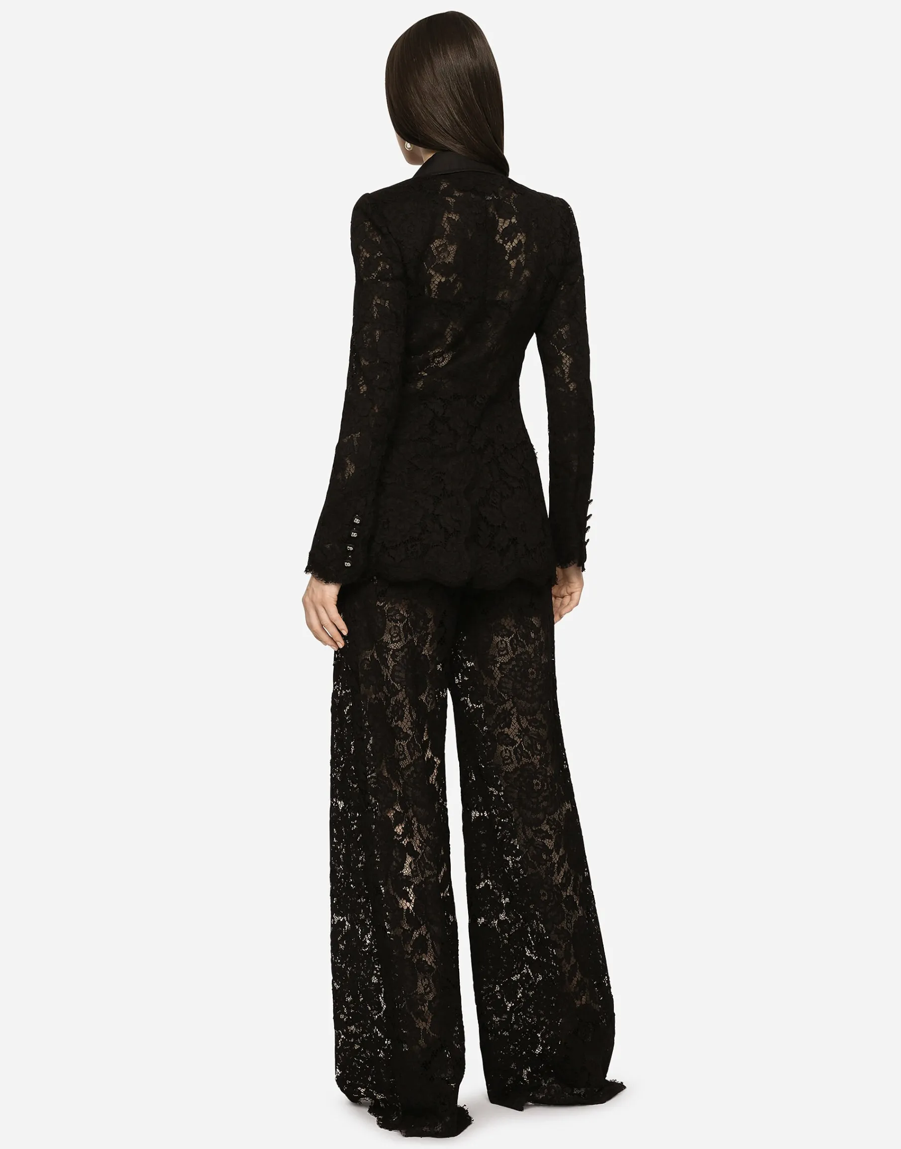 Flared branded stretch lace pants