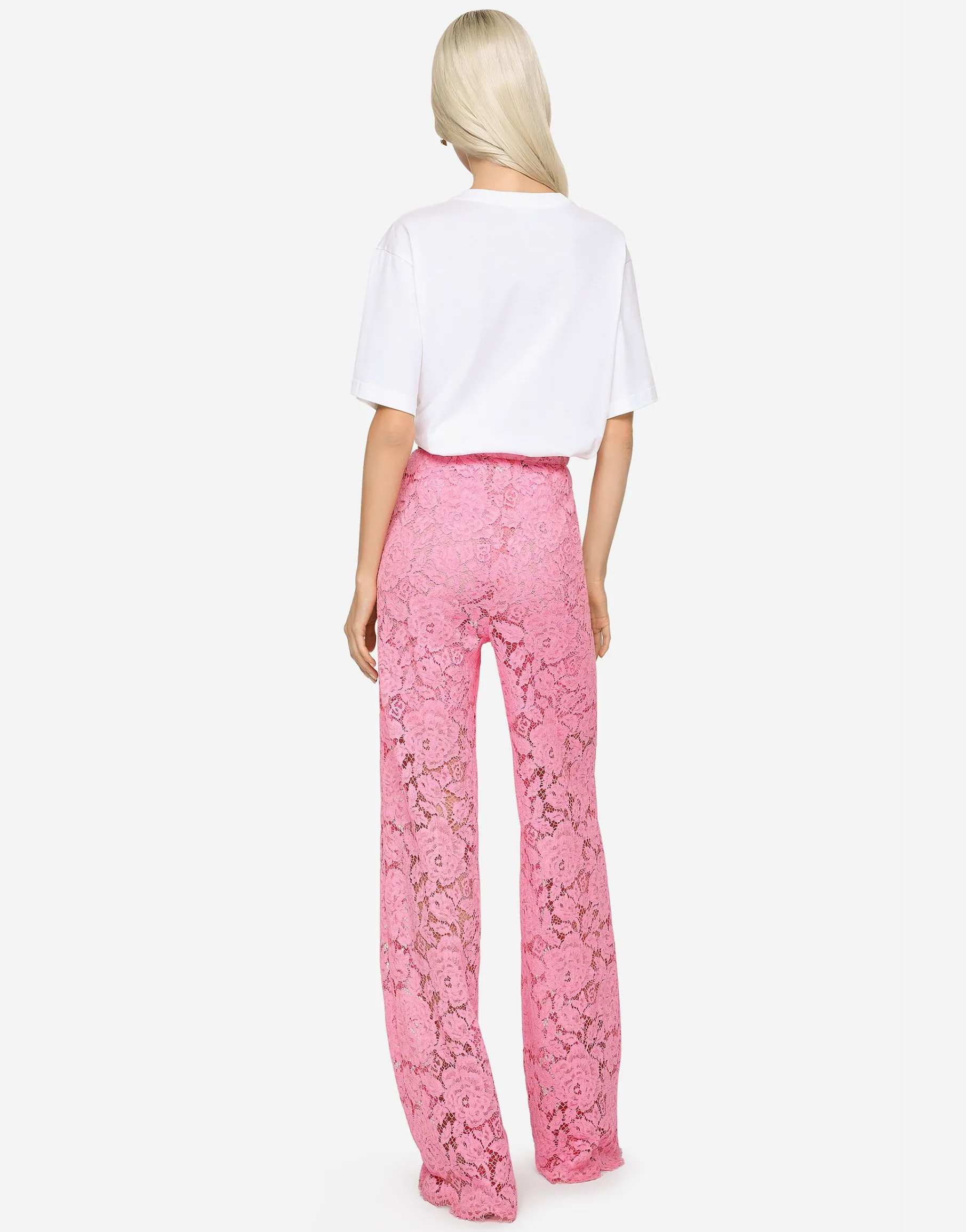 Flared branded stretch lace pants