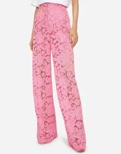 Flared branded stretch lace pants