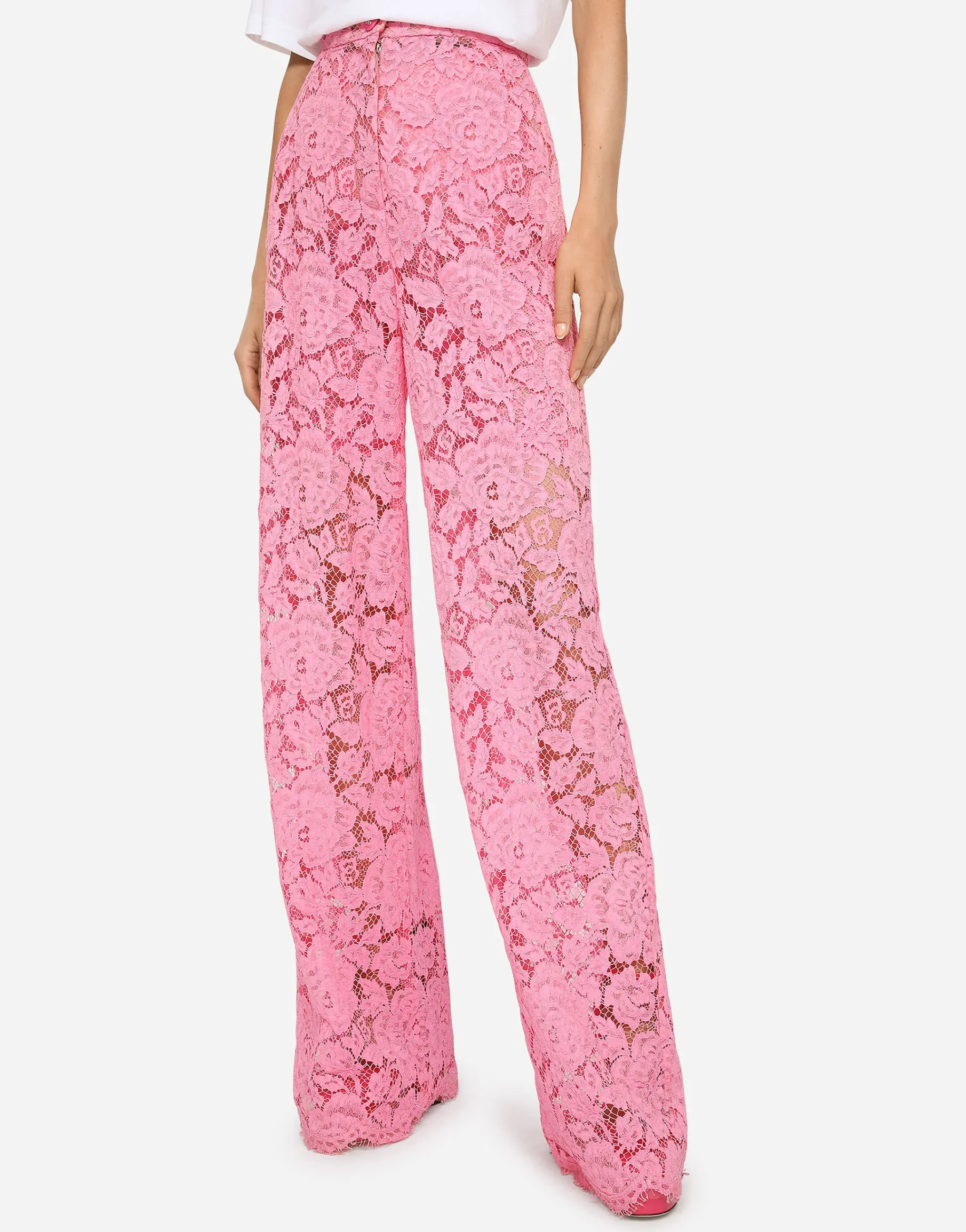 Flared branded stretch lace pants