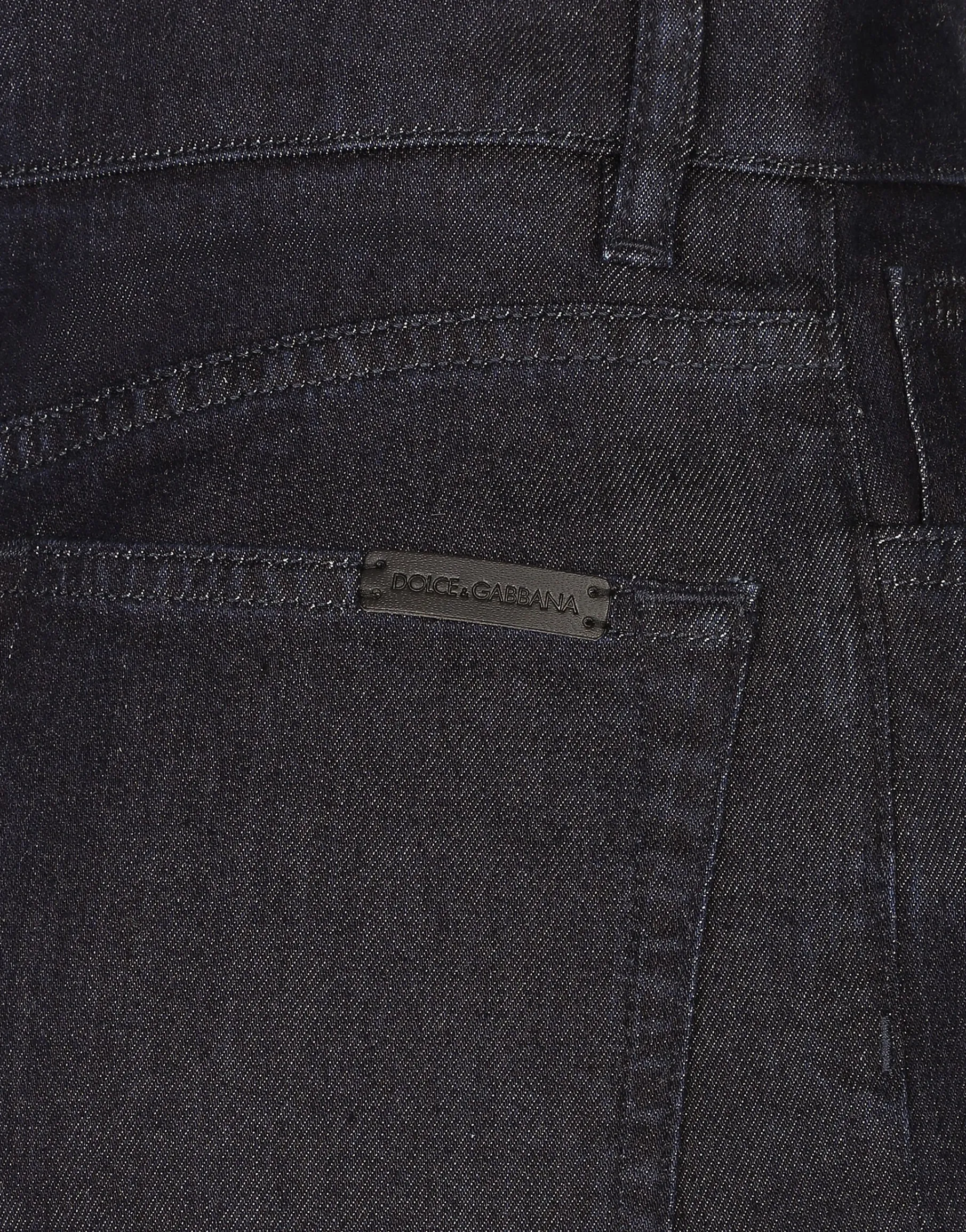 Flared cotton denim and silk jeans
