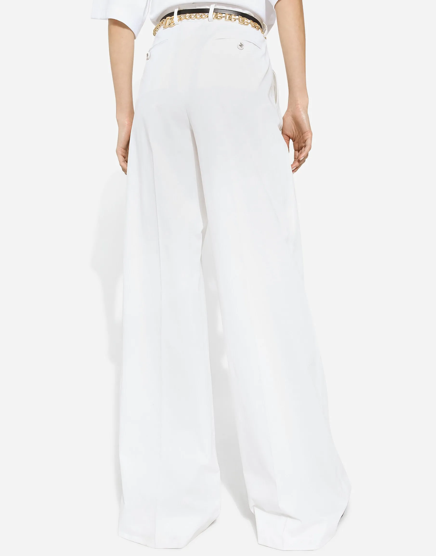 Flared cotton gabardine pants