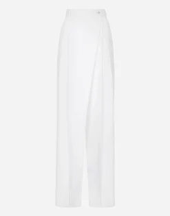 Flared cotton poplin pants