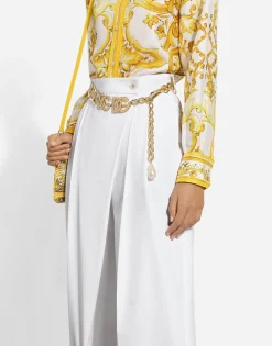 Flared cotton poplin pants