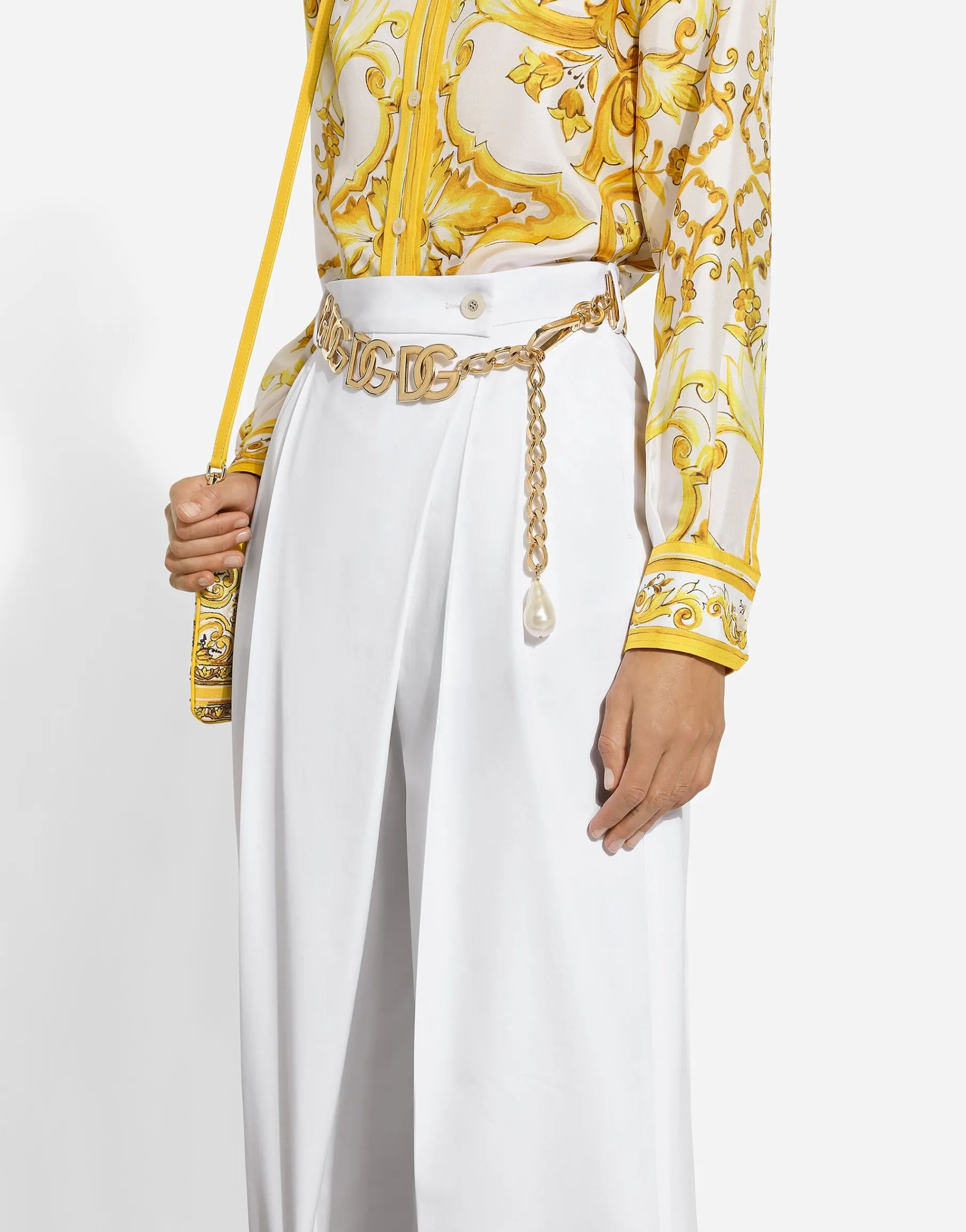 Flared cotton poplin pants