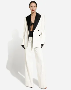 Flared double crepe pants