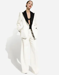 Flared double crepe pants