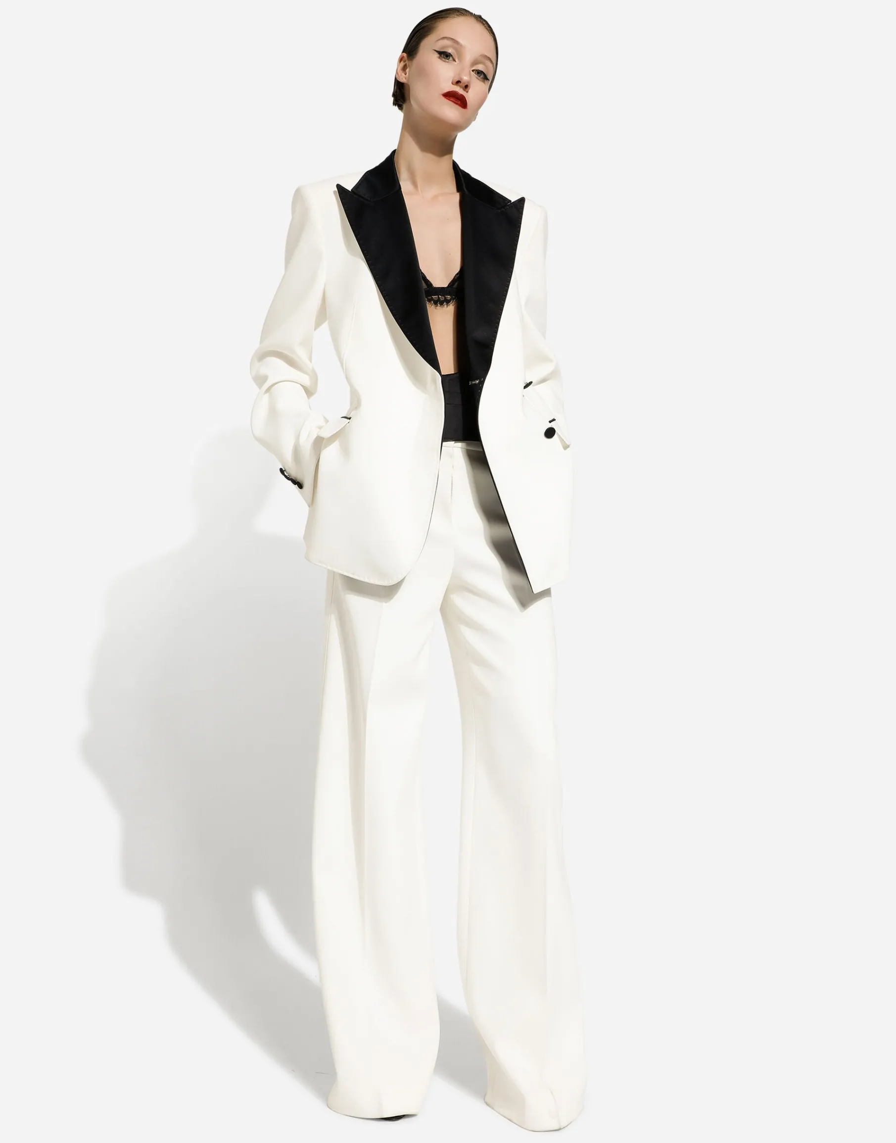 Flared double crepe pants