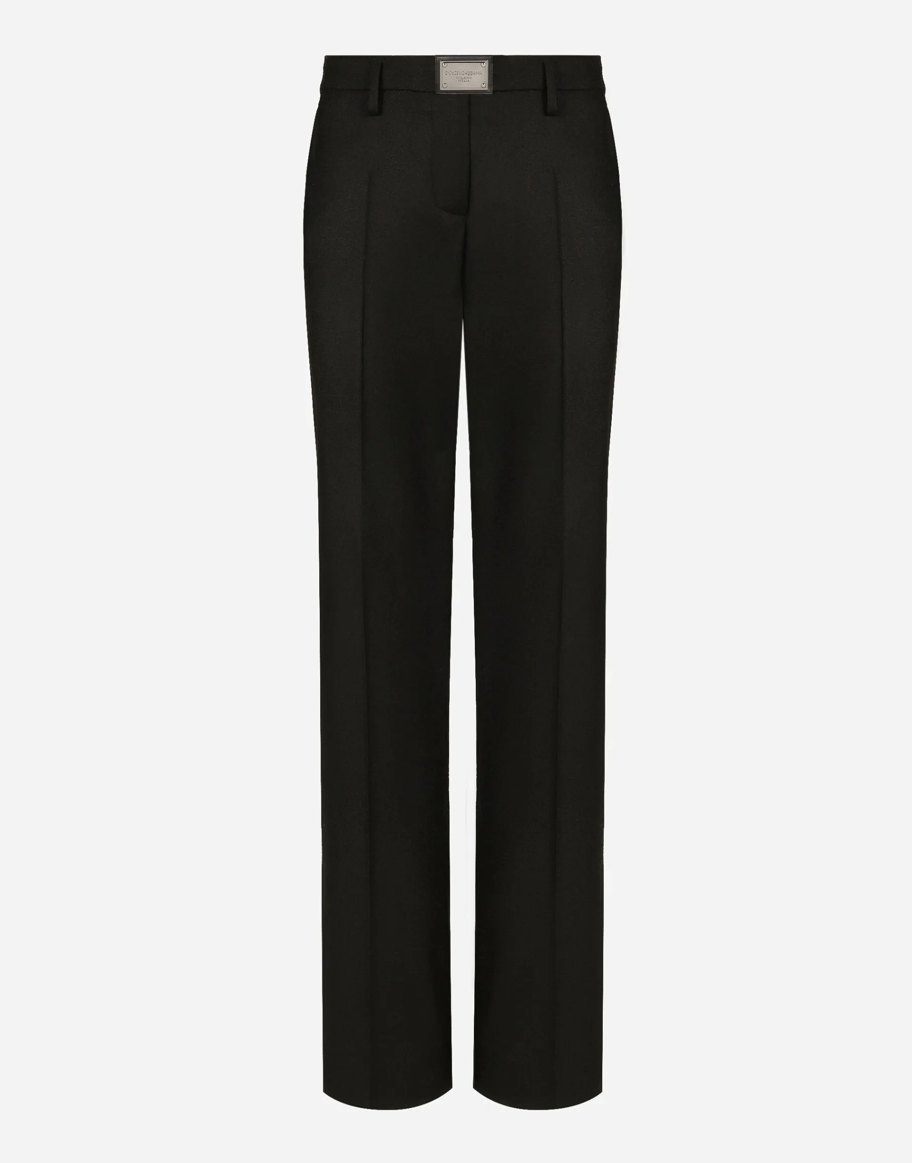 Flared flannel pants with logo tag