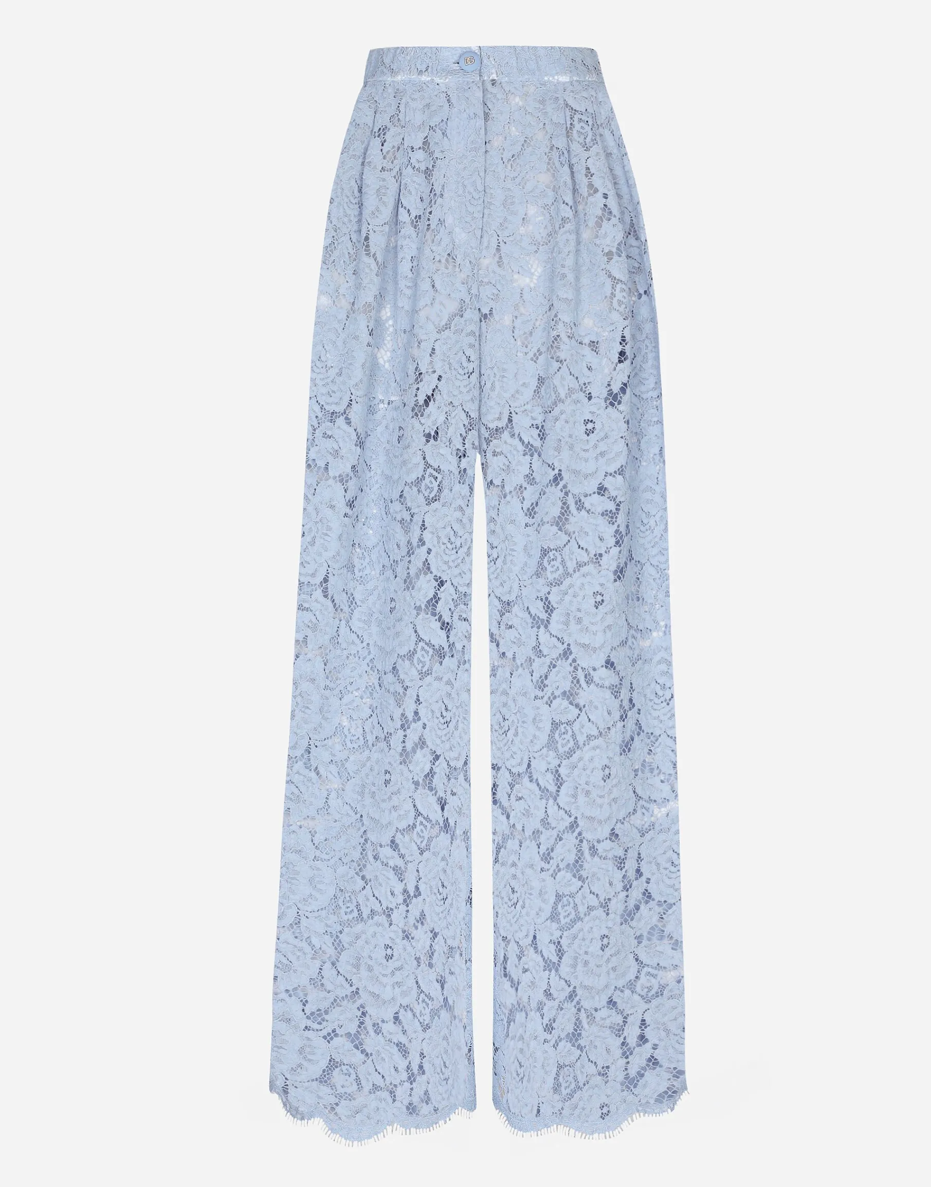 Flared floral cordonetto lace pants with DG logo