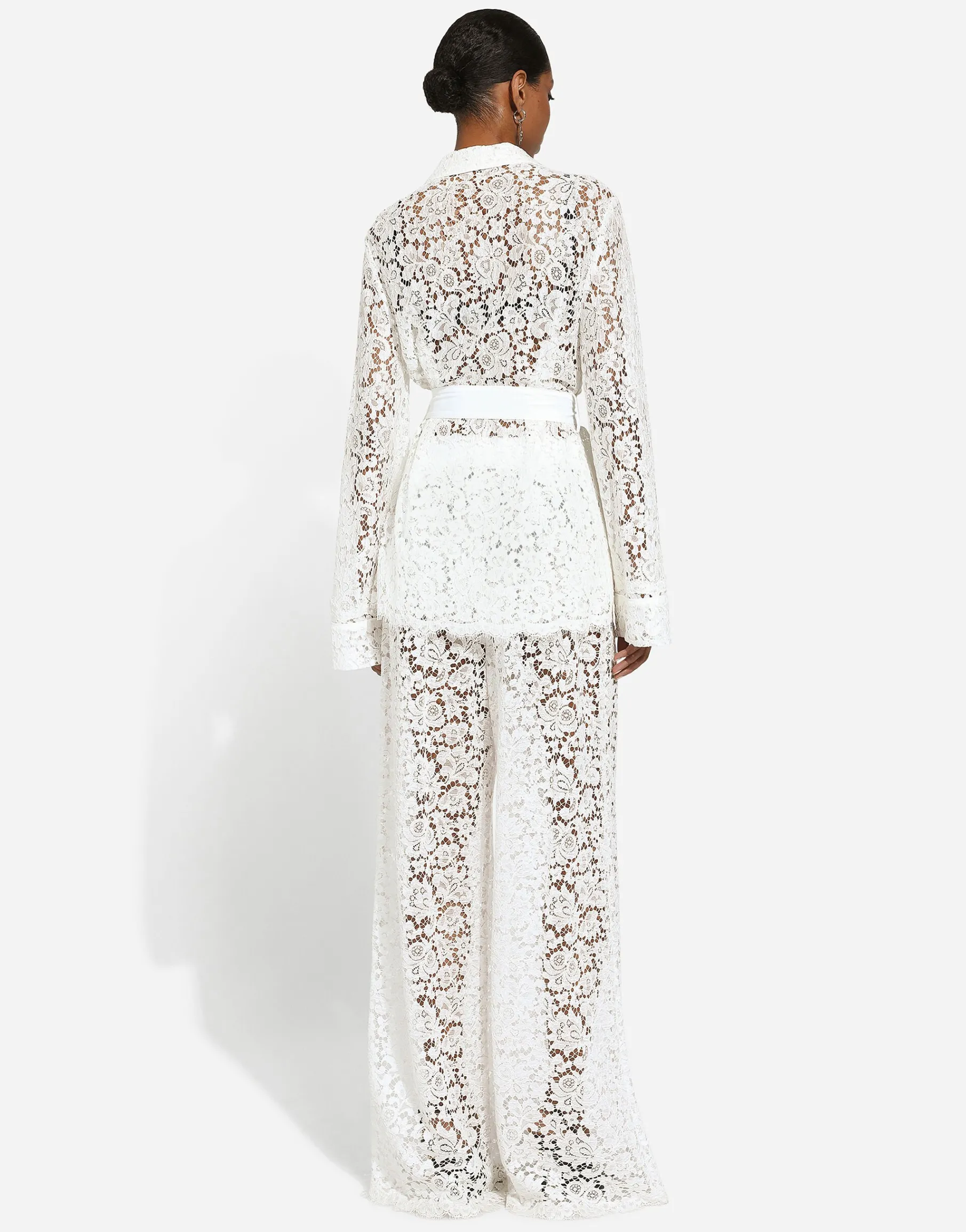 Flared floral cordonetto lace pants
