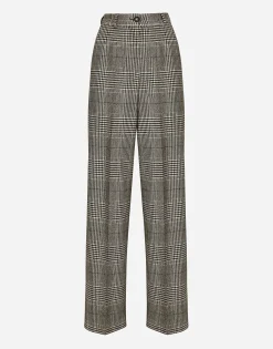Flared glen plaid pants