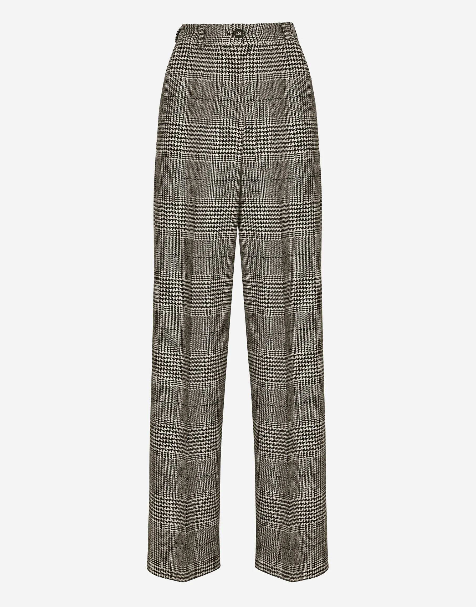 Flared glen plaid pants