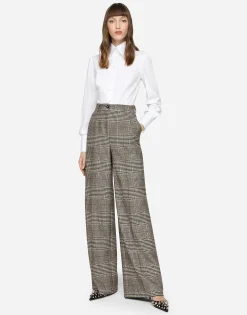Flared glen plaid pants