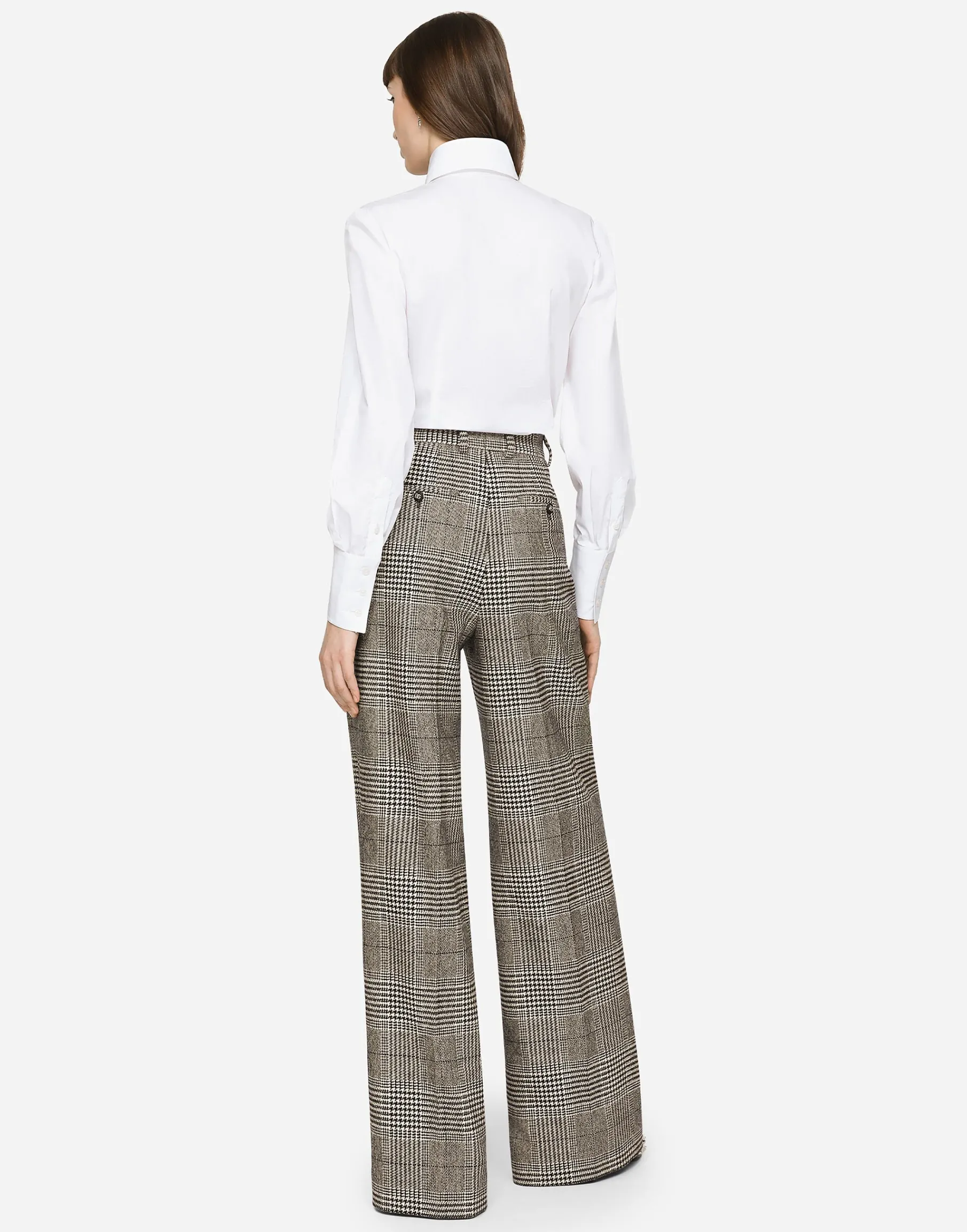 Flared glen plaid pants