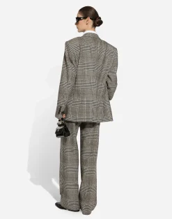 Flared glen plaid pants