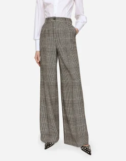 Flared glen plaid pants