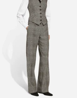 Flared glen plaid pants