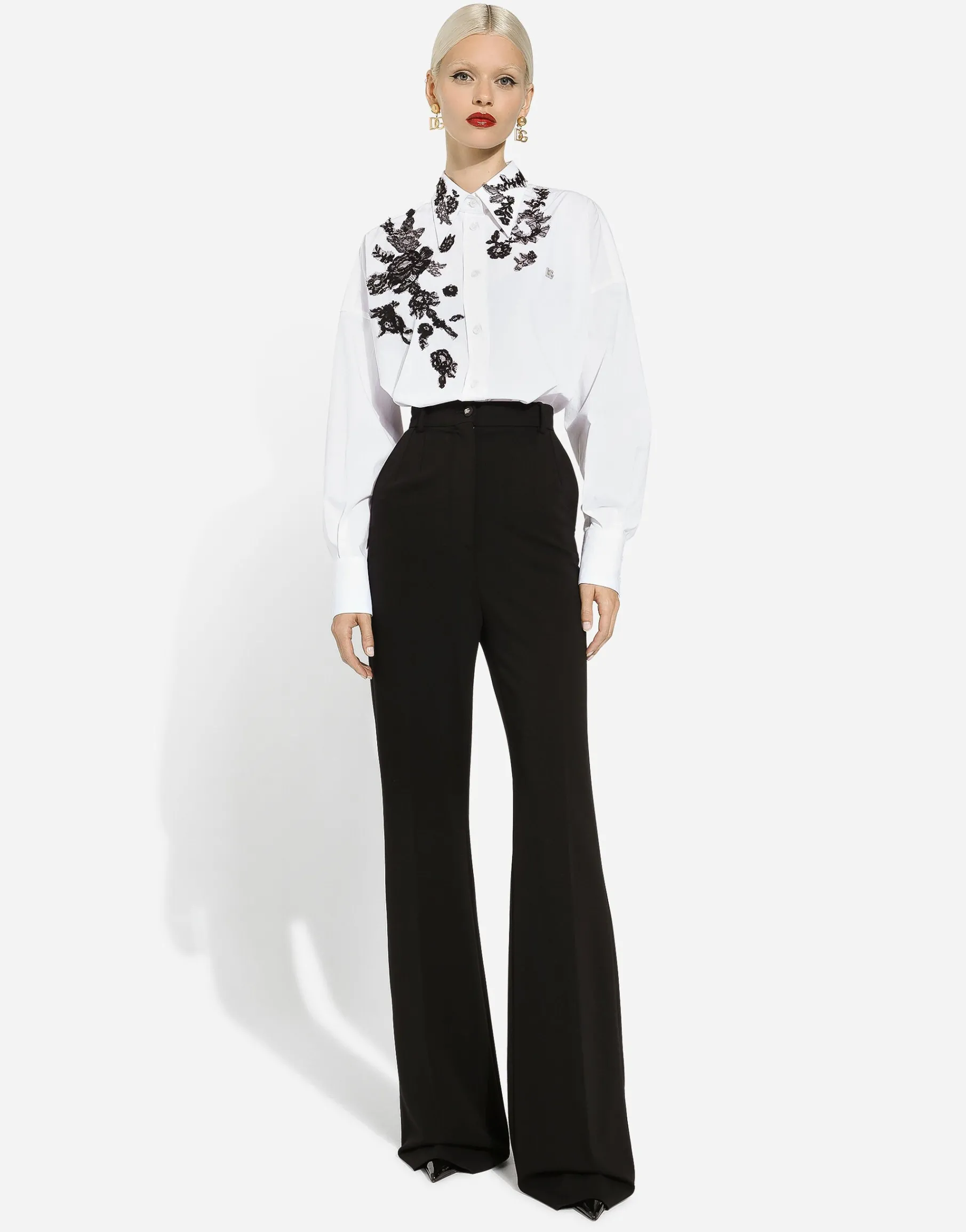Flared jersey Milano rib pants
