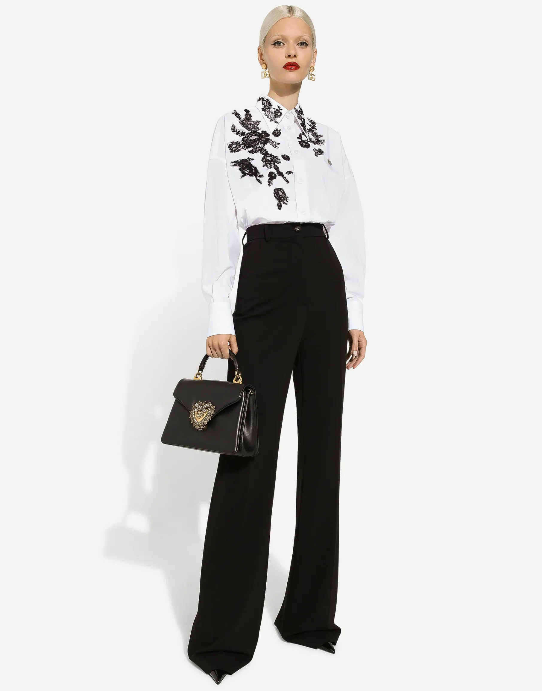 Flared jersey Milano rib pants