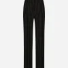 Flared pinstripe wool pants