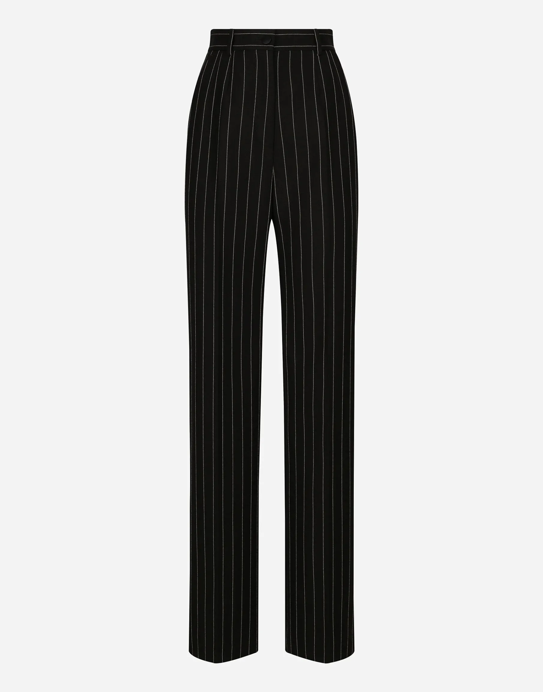 Flared pinstripe wool pants
