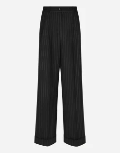 Flared pinstripe wool pants