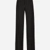 Flared pinstripe woolen pants