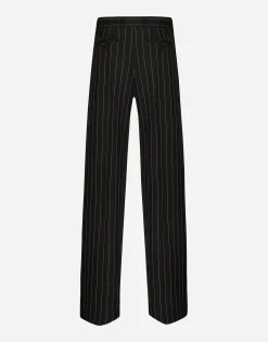 Flared pinstripe woolen pants
