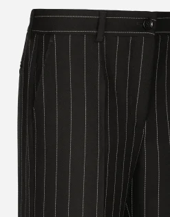 Flared pinstripe woolen pants