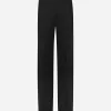 Flared stretch wool twill pants