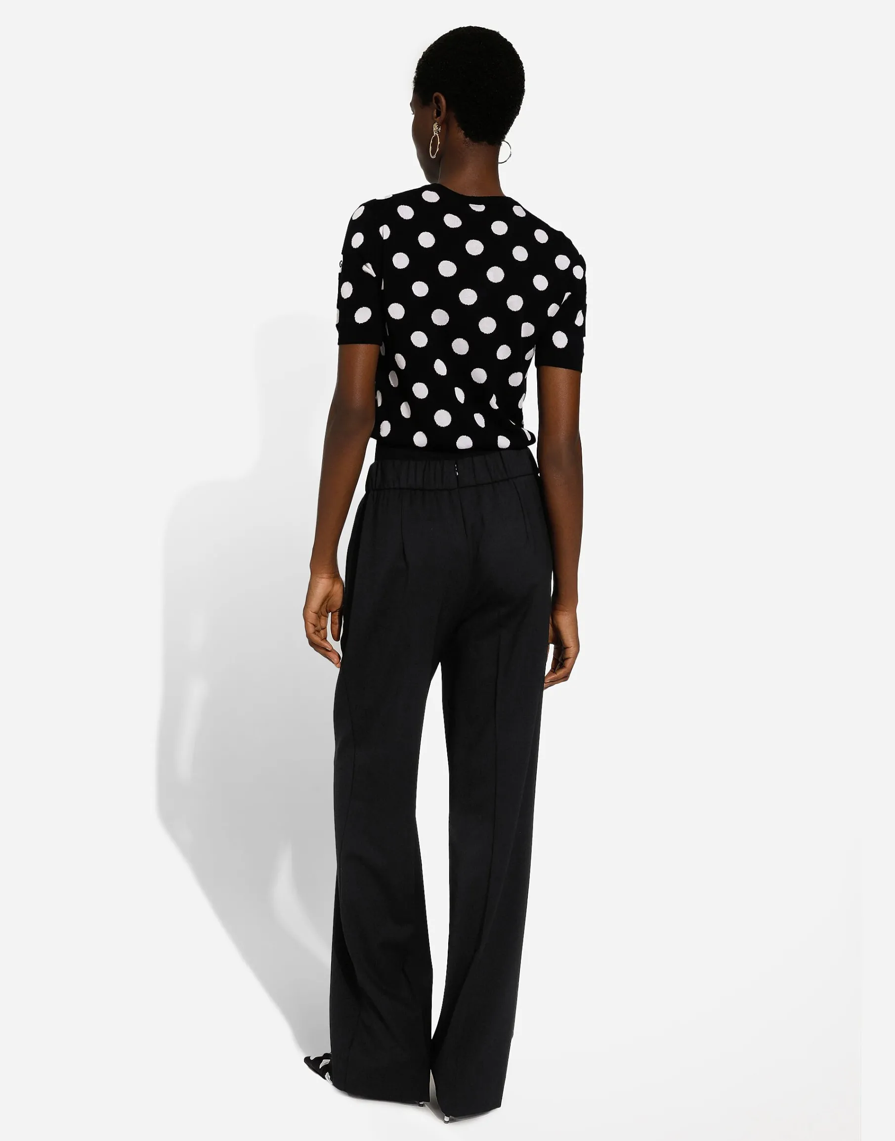 Flared stretch wool twill pants