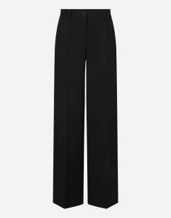 Flared wool gabardine pants