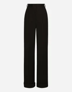 Flared wool gabardine pants