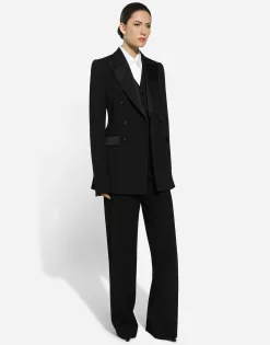 Flared wool gabardine pants