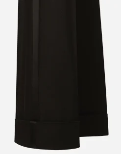 Flared wool gabardine pants