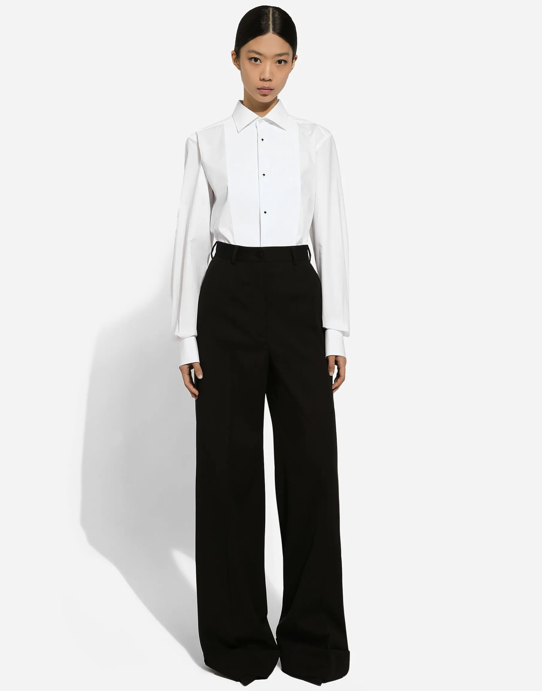 Flared wool gabardine pants