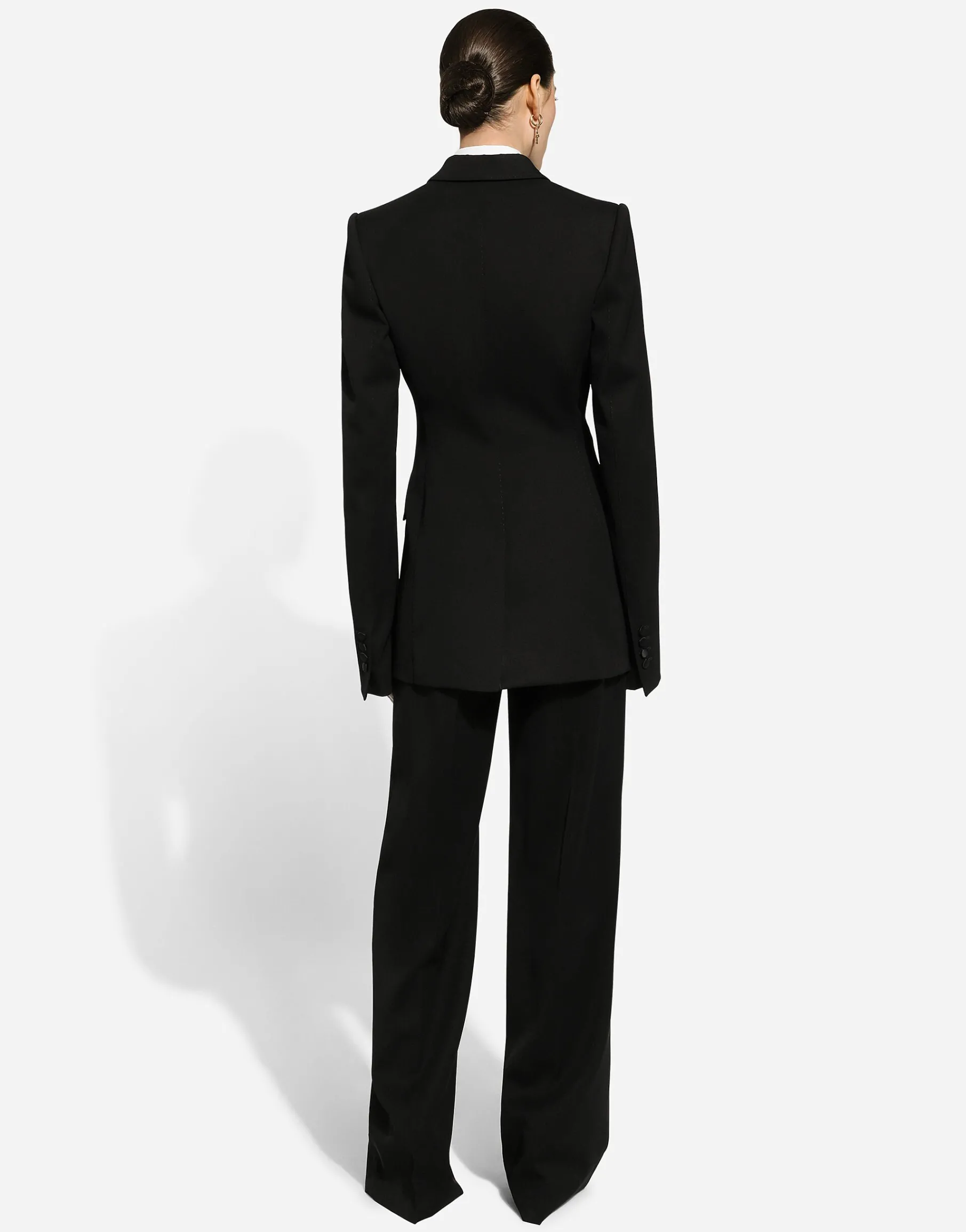 Flared wool gabardine pants