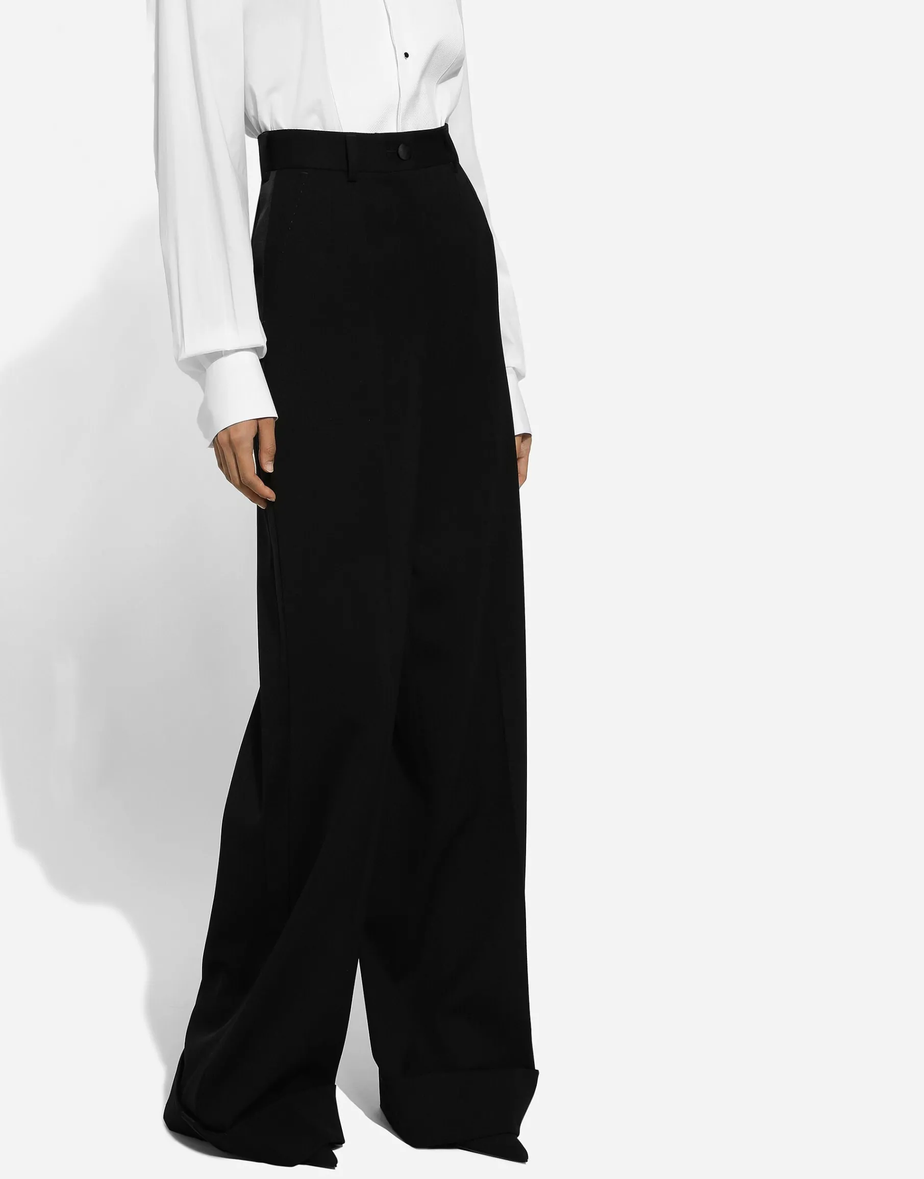 Flared wool gabardine pants