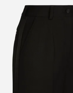 Flared wool gabardine pants