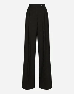 Flared wool jacquard pants with DG logo