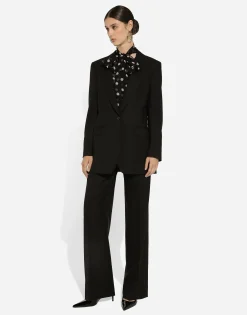 Flared wool pants