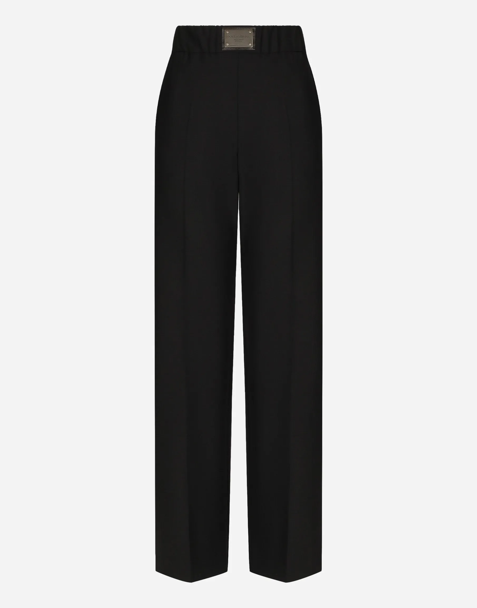Flared wool pants with logo tag