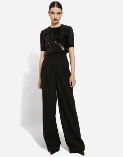 Flared woolen pants