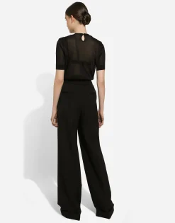Flared woolen pants