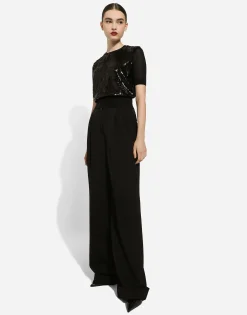 Flared woolen pants